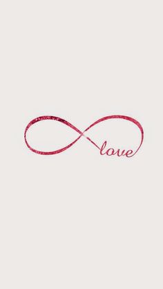 the word love is written in red ink on a white background with an infinite symbol