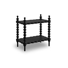 a small black shelf with two shelves on each side and one shelf below the shelf