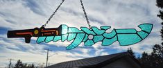 Handmade stained glass Guardian Sword from Zelda BotW. Breath Of The Wild Guardian, Zelda Botw, Zelda Breath Of The Wild, Baldur's Gate, Zelda Breath, Breath Of The Wild, Suncatchers, Glass Collection, The Wild