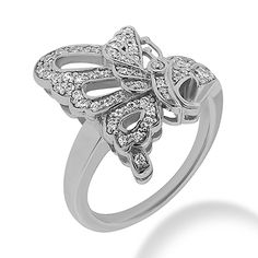 Jewelry Point - 0.42ct Diamond Butterfly Cocktail Ring Gold Platinum, $829.00 (http://www.jewelrypoint.com/0-42ct-diamond-butterfly-cocktail-ring-gold-platinum/) Luxury Open Diamond Ring, Luxury Butterfly Ring With Cubic Zirconia, Luxury Cubic Zirconia Diamond Ring For Evening, Luxury Cubic Zirconia Butterfly Ring, Dazzling White Rings For Evening, Luxury Open Ring With Diamond Accents, Formal Fine Jewelry Butterfly Ring With Cubic Zirconia, Formal Butterfly Ring In Cubic Zirconia, Formal Cubic Zirconia Butterfly Ring In Fine Jewelry Style