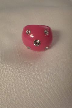 "Bling this hot pink (fuchsia) ring that is encrusted with super-sparkling rhinestones in two different sizes! Measuring 7/8\" wide at the top, it is a size 4.75. This highly-collectible piece is in excellent vintage condition!" Cute Pink Rings For Parties, Cute Pink Party Rings, Rhinestone Ring, Pink Jewelry, Rhinestone Jewelry, Pink Rhinestones, Statement Rings, Hot Pink, Vintage Jewelry