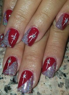 Christmas Glitter Nails Sparkle, Christmas New Years Nails, Early Winter Nails, Glittery Christmas Nails, Silver Christmas Nails, Christmas Glitter Nails, Nails Art Christmas, Nail Design Ideas 2023, 2023 Winter Nails