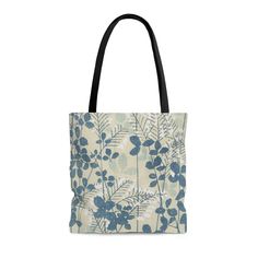 "Cute retro botanical tote bag with Korin Furuya's art! The art was from 1901 by Japanese artist, Korin Furuya. If you like Japanese retro item, this will be perfect! Also very unique gift for family, friends, co-worker, as birthday gift, Christmas gift, etc... This practical, high-quality Tote Bag is available in three sizes. All over print provides comfort with style at the beach or out in town. Made from reliable materials, lasting for seasons. .: 100% Polyester .: Boxed corners .: Black inne Blue Floral Print Shoulder Bag For Everyday, Everyday Blue Floral Print Shoulder Bag, Bohemian Bags With Floral Print For Daily Use, Nature-inspired Tote Bag For Daily Use, Bohemian Bags With Floral Print, Botanical Style Everyday Tote Bag, Bohemian Tote Shoulder Bag With Floral Print, Botanical Style Canvas Bag For Daily Use, Botanical Rectangular Canvas Bag For Daily Use