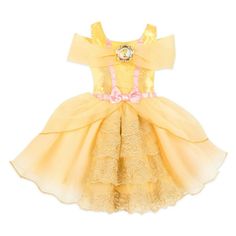 NWT Disney Store Belle Costume Dress Halloween Beauty Beast Baby Girl Princess. Disney Store exclusive. Smoke free and pet free home. Authentic Disney Costume Baby Belle gown Satin bodice with organza trims Layered mesh ''lace'' with golden embroidered filigree Organza collar with cold shoulder sleeve Satin belt, bow and trims Glittering Chip cameo brooch accented with jewels Self-stick fabric back closures Stretch back and bodysuit panty with leg snaps Gold trimmed organza top skirt and peplum Ruffled tulle underskirt Acetate slip skirt Inspired by Disney's animated classic Beauty and the Beast The bare necessities Polyester, exclusive of decoration Base skirt nylon Embroidery 89% polyester / 11% metallic Imported Disney Princess Signatures, Belle Gown, Woody Costume, Beast Costume, Belle Costume, Tulle Underskirt, Halloween Beauty, Disney Princess Dresses