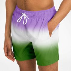 These subtle ombre gradient swim trunks are a great way to show your Genderqueer pride in a unique way! Doubles as shorts and swimwear, for those hot summer days. Cute and vibrant ombre gradient design in the colors of the Genderqueer pride flag. Drawstring & elastic waistband 2 side pockets Above-the-knee length Inner mesh lining Polyester Handmade to order: This item ships in 4-8 business days (Average time is 5 days). Please use the Size Guide for proper fitting. If you are between sizes, choose the larger size. Size Guide Size Waistline (in) Waistline (cm) XS 29 73.6 S 30 76.2 M 32 81.3 L 33 83.8 XL 35 88.9 2XL 37 93.9 3XL 38 96.5 Purple Swim Trunks For Beachwear, Purple Beachwear Swim Trunks, Purple Swim Trunks For Summer, Purple Swim Trunks For Summer Swimming, Purple Swimming Shorts For Summer, Purple Short Beachwear Swimwear, Purple Swim Shorts For Vacation, Multicolor Swimwear For Beach And Pride, Purple Short Swimwear For Vacation