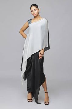 Buy Black Chiffon Embroidered Striped Colorblock One Shoulder Dress For Women by Amit Aggarwal Online at Aza Fashions. Elegant White Draped Asymmetrical Dress, White Asymmetrical Dress For Formal Occasions, White Asymmetrical Dress For Evening, White One Shoulder Dress With Asymmetrical Neckline For Evening, White One-shoulder Evening Dress With Asymmetrical Neckline, Elegant White Draped One Shoulder Dress, White Draped Asymmetrical Dress For Evening, White Formal Dress With Asymmetrical Skirt, White Evening Dress With Asymmetrical Skirt