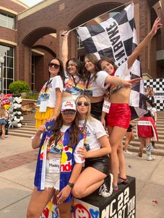 Talladega Nights Sorority, Sorority Race Car Bid Day, Nascar Sorority Theme, Bid Night Themes, Delta Gamma Bid Day, Flag Photoshoot