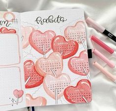 Doodle Bujo Journal Ideas, Journal Ideas Love, February Habit Tracker, Reading Journal Ideas Inspiration, Self Love Journal Ideas, Aesthetic Habit Tracker, Month Themes, Polaroid Book, February Aesthetic