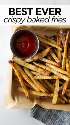 the best ever crispy baked fries with ketchup