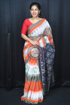 Weaver communities of Maniabandha and Nuapatana of Odisha traditionally weave this kind of saree. Common motifs are star, temple, conch, rudraksh, fish, chakra, lotus etc. The inspiration of all its designs comes from nature. It is the best of single ikat; one of warp and weft is tied and dyed prior to weaving. The borders and the pallas have tremendous variety and each one of them is attractive and praiseworthy. Specification:  Occasion: Festive Wear Fabric: Khandua Cotton Primary Color: White White Handloom Traditional Wear For Rituals, White Traditional Wear With Bandhani Print, Traditional White Saree For Rituals, Multicolor Ikat Print Traditional Wear For Festivals, White Traditional Wear With Traditional Patterns For Rituals, White Bandhani Traditional Wear For Festivals, White Bandhani Print Traditional Wear For Festivals, White Bandhani Traditional Wear For Ceremonies, White Cutdana Saree For Rituals