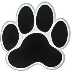 a black and white paw print on a white background