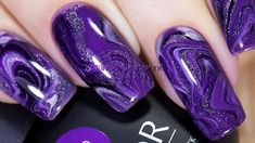 Purple And Orange Nails Summer, Black And Purple Nail Designs, Nail Effects, Long Acrylic Nail Designs, Purple Nail Polish