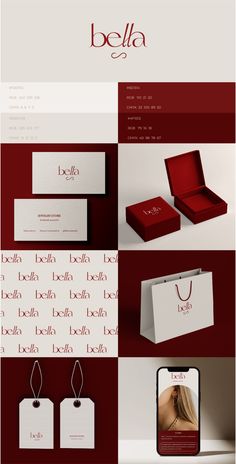 the brand identity and packaging design for bella cosmetics, which has been designed to look like