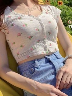 Hippie T Shirt, Mode Hippie, Floral Print Crop Top, Summer Crop Tops, Cropped Tops, Grunge Style, Print Crop Tops, Soft Girl