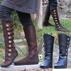 Medieval Renaissance Shoes Viking Crusader Women's Halloween Party / Evening LARP Ren Faire Shoes Steampunk Outfits, Pirate Boots, Knee High Boots Flat, Pointed Heels, Daily Tasks, Slip On Boots, Rounded Toe Boots, Vintage Boots, Boots Leather