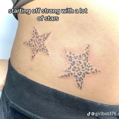 a woman's stomach with two star tattoos on her side and the words start off strong with a lot of stars