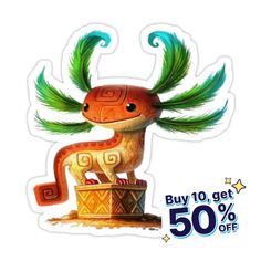 an animal with green hair on it's head and the words buy 10 get 50 % off