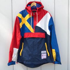 This Windbreaker Track Jacket By Streetwear Designer Reason Nyc Features Bright And Asymmetrical Colorblocking. Pullover Style With Hood And Kangaroo Pocket. 1/4 Zip. Lightweight Packable Nylon. Inner Mesh Lining. Brand New. Pit To Pit Approx 24”. Length 32”. Casual Patchwork Track Jacket For Outdoor, Casual Patchwork Hooded Jacket For Outdoor, Casual Patchwork Windbreaker For Outdoor Activities, Casual Patchwork Windbreaker For Outdoor, Blue Contrast Color Hoodie For Fall, Multicolor Color Block Outerwear For Outdoor Activities, Casual Winter Windbreaker With Color Block, Casual Color Block Windbreaker For Winter, Casual Sports Outerwear With Patchwork