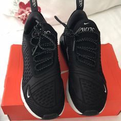 Womens Air Max 270, Worn Twice. Too Small. In Great Condition. Womens Nike Air Max 270, Air Max Women, Nike Air Max 270, Air Max 270, Nike Shoes Women, Shoes Women, Black Nikes, Womens Shoes Sneakers, Air Max