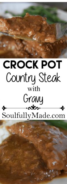 crock pot country steak with gravy is an easy and delicious dinner recipe