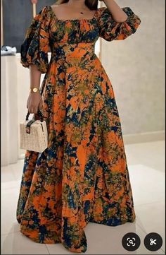 Ankara Modest Styles, Chitenge Dresses For Women, Modest African Dresses, Modest Ankara Dress Styles, Wax Style African Fashion, Ankara Flare Dress, Chitenge Dresses, Long Ankara Dresses, Simple Dress Styles