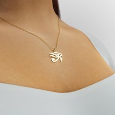 Our Plain Eye of Horus (Ra) Necklace is a simple yet elegant piece of jewelry. Available in either solid gold or sterling silver, this necklace features the iconic Eye of Horus symbol. The Eye of Horus symbolizes protection, healing, and wisdom, and has been revered in ancient Egyptian culture for centuries. With its timeless design and powerful symbolism, this necklace is perfect for everyday wear or special occasions. Add it to your collection today and channel the power of the Eye of Horus! Symbolic White Gold Tarnish-resistant Necklace, Symbolic Gold Plated Necklace With Polished Finish, Symbolic 14k Rose Gold Necklace, Symbolic 14k Gold Necklaces, Symbolic 14k Gold Necklace, Symbolic Rose Gold Tarnish-resistant Necklaces, Symbolic Rose Gold Tarnish Resistant Necklace, Symbolic Rose Gold Necklace, Symbolic Rose Gold Tarnish-resistant Necklace