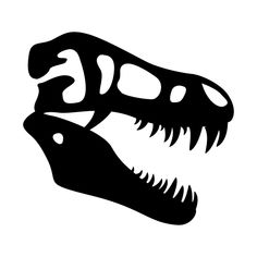 the silhouette of a dinosaur's head is shown in black on a white background