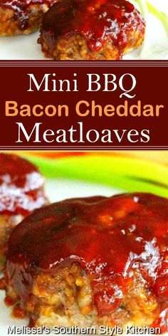 mini bbq bacon cheddar meatloaves on a plate