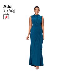 in stock Draped Gown, Drape Gowns, Gowns Of Elegance, Mallard, High Neckline, Jersey Dress, Dress Details, Knit Jersey, Floor Length