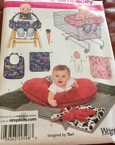 the sewing pattern for a baby's bed and chair