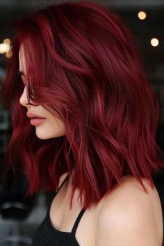 Bright Red Short Hair, Burgundy Hair Ideas, 2a Hair, Raspberry Wine, Red Balayage Hair, Dark Red Hair Color, Hair Styles For Long Hair, Styles For Long Hair, Black Hair Balayage