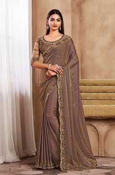 Brown Silk Saree, Cinderella Fashion, Lehenga Gown, Saree Style, Designer Sarees Collection, Party Sarees, Latest Designer Sarees, Party Wear Saree, Desi Style