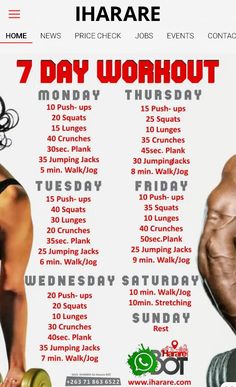 a poster for a gym workout with the words 7 - day workout plan on it