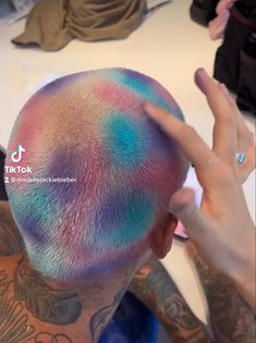 Buzzcut Colored Hair Design, Buzzed Head Dye Designs, Shaved Hair Color Designs, Dyed Buzzed Hair, Rainbow Buzzcut, Buzz Cut Women Dyed, Buzzcut Color, Dyed Buzzcut Design, Buzz Cut Colored Hair