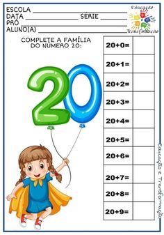 the number 20 with balloons in spanish for children to learn how to count them on