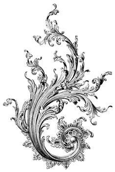 an ornate design in black and white