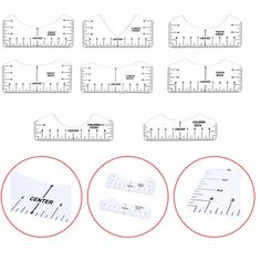 six rulers with different measurements on them