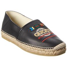 Crafted From A Smooth, Calfskin Leather In Italy. These Espadrilles Feature The Gucci Worldwide Logo Embroidered On The Front, A Metallic Bee On The Heel, Raffia Sole, Rounded Toe, And Slip On Style Wear. Black Worldwide Slip On Espadrilles Tan Sole And Interior 100% Leather 100% Straw; 100% Rubber Sole Slip On Style Shoes Embroidered Gucci Worldwide Logo Metallic Bee Design On Back Rounded Toe Size Men's 6; Women's 8 Product Number 599532 Made In Italy Gucci Suede Loafers, Worldwide Logo, Gucci Horsebit Loafers, Mens Leather Loafers, Black Suede Shoes, Gucci Loafers, Slip On Espadrilles, Brown Leather Loafers, Brown Loafers