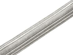 a close up shot of a silver colored metal tube on a white background with clippings