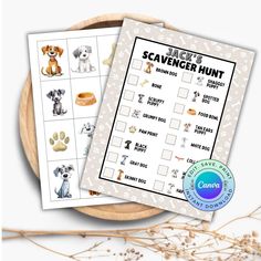 two printable scavengers with dogs on them