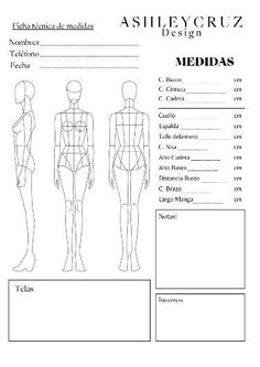 the front and back view of a mannequin's body, with measurements for each