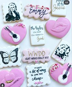 decorated cookies with quotes and images on them