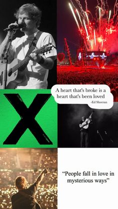 some people are playing guitar and singing with fireworks in the background, and an x is for