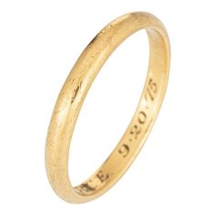 Vintage Cartier wedding band crafted in 18k yellow gold.    The classic Cartier band is 3mm wide and ideal worn as a wedding band or ring for everyday wear.   The ring is in good condition with light wear evident (light surface abrasions visible under a 10x loupe). We have not cleaned the ring in order to preserve the patina and collector value.  Particulars:  Weight: 4.2 grammes  Stones:  N/A  Size & Measurements: The ring is a size 10 1/4 (can be resized). The band measures 3mm wide (0.11 inch Cartier Wedding Band, Cartier Band, Cartier Wedding Bands, Cartier Wedding Rings, Gold Sign, Wedding Band Sets, Dress Rings, Vintage Cartier, 11 Inches