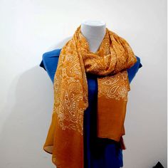 Boho Long Scarf Paisley Print Golden Mustard Yellow Hair Wrap Botanical Beach Sarong Gift for Her Paisley Floral Pattern Fall Autumn Welcome to KerryWhites' shop! This scarf is made of soft viscose material and made from about 72x28 inches large fabric. It's super lightweight and suitable for the spring, summer and fall. Thou it's not a bulky winter scarf, you can still wear it during a normal winter day  Everything in my shop is handmade and sew by me. Currently for many of these designs, I only made a few to understand which one is the most popular! :) I also like to play with different designs and keep an eye on the new ones coming out every other days!! Thank you for your visit. Feel free to send me a message or ask for custom design! Casual Paisley Print Scarves For Summer, Casual Summer Scarves With Paisley Print, Casual Summer Paisley Print Scarves, Mustard Yellow Hair, Beach Sarong, Flower Scarf, Fall Scarves, Galaxy Print, Yellow Hair