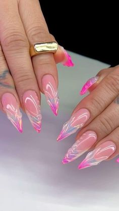 Stilleto Nails Designs, Formal Nails, Stiletto Nails Designs, Her Nails, Mermaid Nails, Pink Nail, Chic Nails