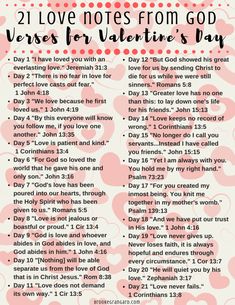 a valentine's day poem with the words 21 love notes from god verses for valentine's day