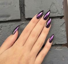 Nails 2017 Trends, Purple Chrome Nails, Nagellack Trends, Chrome Nail Powder, Purple Nail, Nails Polish