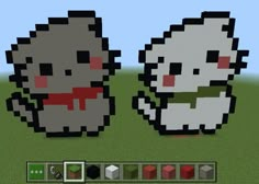 an image of two cats that are in the minecraft style with different colors and shapes