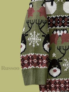 Russoo - Mens Casual Winter Sweater: Festive Christmas Snowman Pattern Knitted Crew Neck Pullover with Mid-Stretch Comfort, Ideal for Fall and Winter Seasons Casual Christmas Crew Neck Cardigan, Casual Knitted Holiday Sweater, Green Holiday Sweater For Winter, Green Winter Holiday Sweater, Green Casual Holiday Sweater, Casual Green Holiday Sweater, Green Casual Christmas Sweater, Snowman Pattern, Winter Snowman